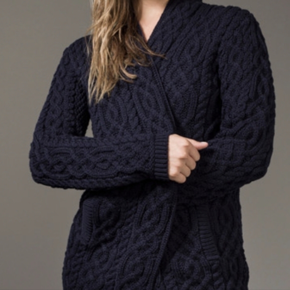 Aran Crafts 100% Merino Wool Open Front Cardigan Sweater Sz XXL Made In Ireland - Picture 13 of 17